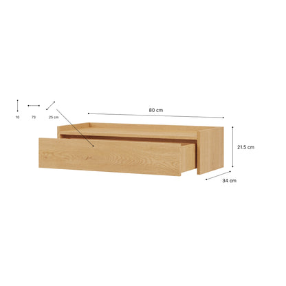 Japandi KONSOLA wisząca 80 cm - dąb cremona