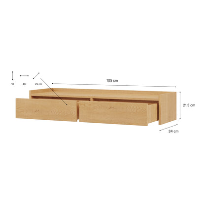 Japandi wisząca TOALETKA 105 cm - dąb cremona